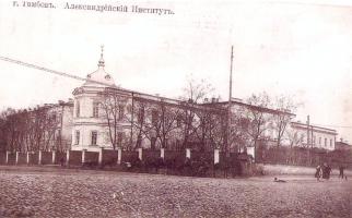 Здание Александринского института благородных девиц на ул. Дворцовой (ныне ул. Советской, 93). Вид от места пересечения с ул. Гимназической (ныне ул. Коммунальной). До 1917 г. Коллекция фотодокументов. Ед.хр. 739. Здание Александринского института благородных девиц на ул. Дворцовой (ныне ул. Советской, 93). Вид от места пересечения с ул. Гимназической (ныне ул. Коммунальной). До 1917 г. Коллекция фотодокументов. Ед.хр. 739.