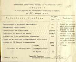 Отчёт мастерской Тамбовского порохового завода об изготовленном порохе за 13 января 1917 г. 14 января 1917 г. Ф. 98. Оп. 1. Д. 97. Л. 130