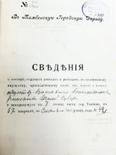 Оценочный лист с адресом Клуба общества ремесленников. 1913 г. ГАТО. Ф. 143. Оп. 4. Д. 3358. Л. 29