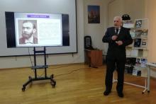 Д.т.н., профессор, заслуженный деятель культуры Российской Федерации В.М. Тютюнник. Тамбовская областная универсальная научная библиотека им. А.С. Пушкина. 12.02.2026.  Автор фото Е.В. Карикова.